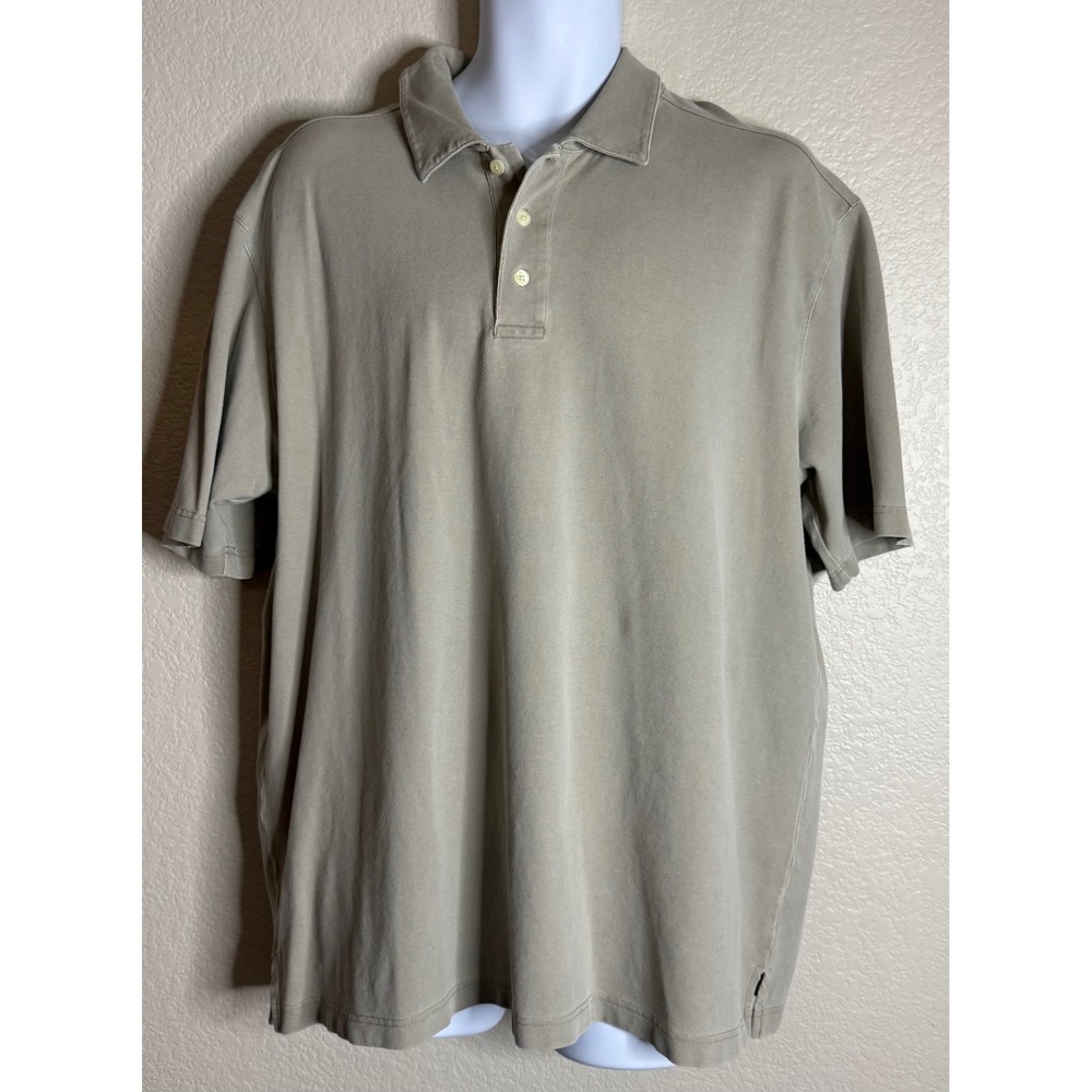 JWN Mens XL Polo Shirt Tan Khaki Short Sleeve Pique Cotton Blend Stretch Preppy